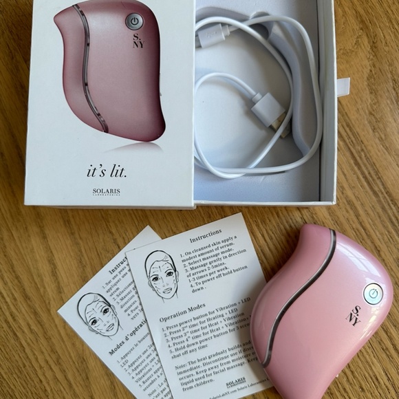 Solaris Face Tool Massager Red Light Pink Handheld - Picture 3 of 5